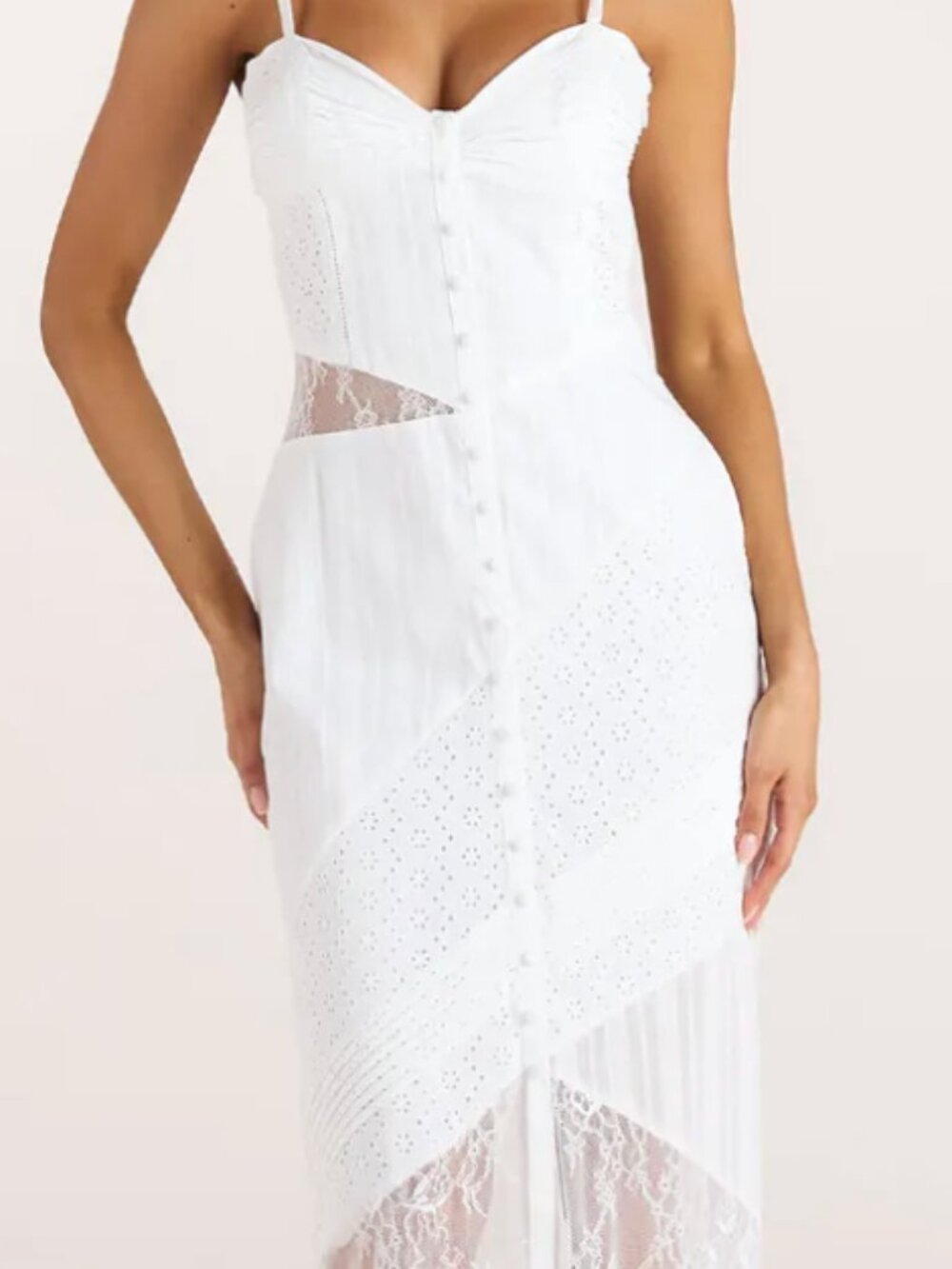 NEW LOUNGE Broderie & Lace Maxi Dress (Size 4)